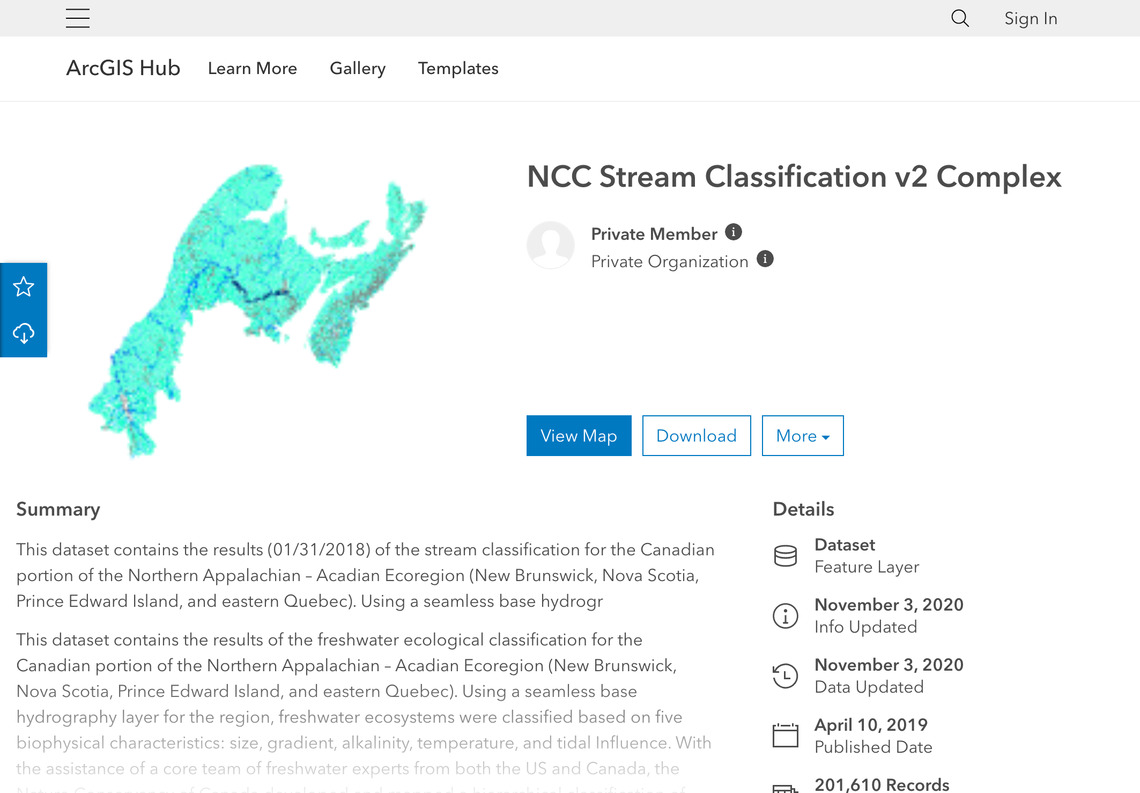 Nature Conservancy of Canada Stream Classifcation