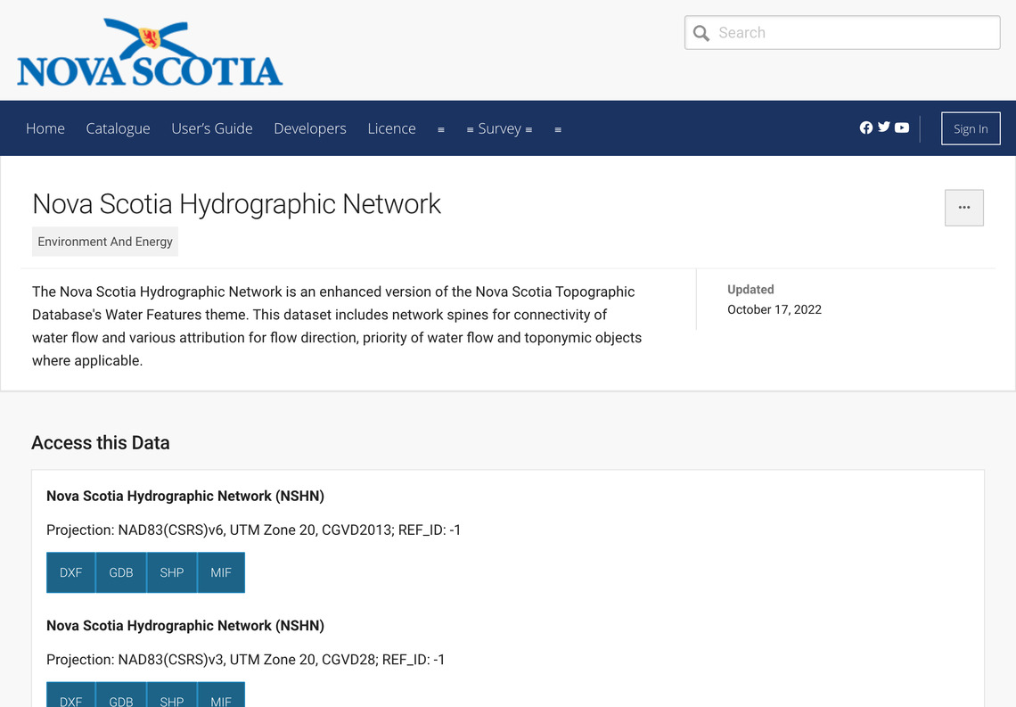 Nova Scotia Hydrogeographic Network