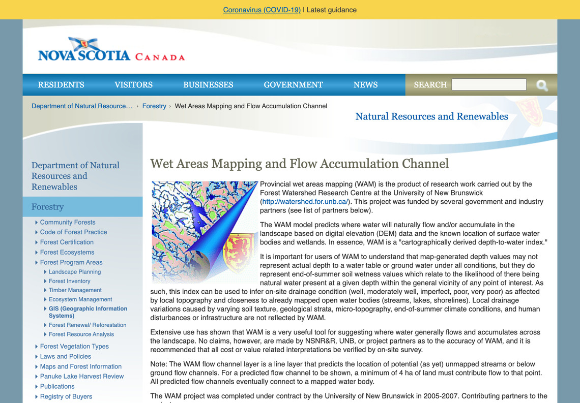 Nova Scotia Wet Areas Mapping
